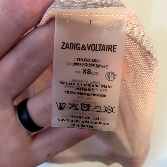 NWT Zadig & Voltaire Tino Foil Top in Blush Pink Size XS - Picture 8 of 13